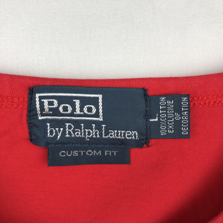 Ralph Lauren POLO by Ralph Lauren CUSTOM FIT Long-Sleeve T-Shirt (Men's Size L) cotton red type Vintage Second Hand
