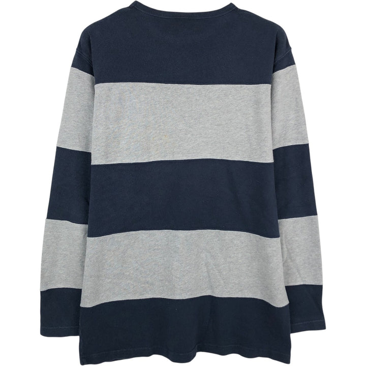 2000'S Ralph Lauren POLO JEANS COMPANY striped long-sleeved T-shirt (Men's size S equivalent) cotton navy blue type Vintage Second Hand