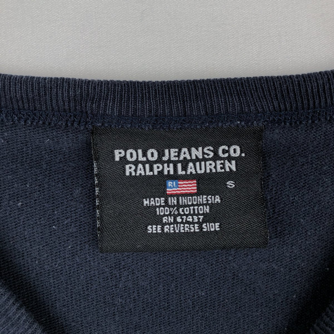 2000'S Ralph Lauren POLO JEANS COMPANY striped long-sleeved T-shirt (Men's size S equivalent) cotton navy blue type Vintage Second Hand