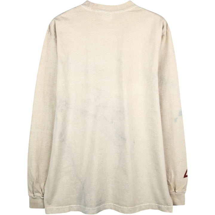 STRANGER THINGS Fire Pattern Long-Sleeve T-Shirt (Men's Size M) - Movie cotton Beige type Vintage Second Hand