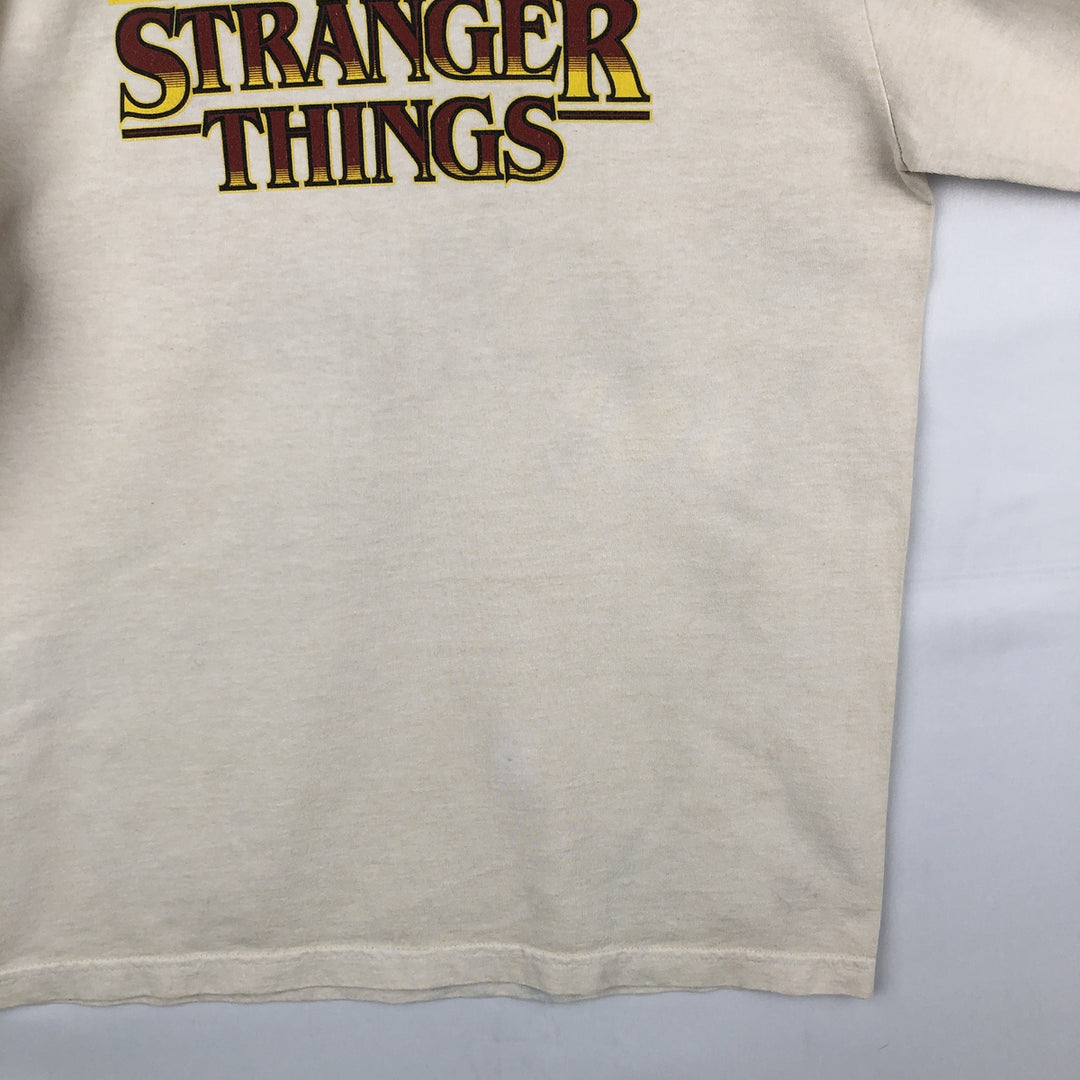 STRANGER THINGS Fire Pattern Long-Sleeve T-Shirt (Men's Size M) - Movie cotton Beige type Vintage Second Hand
