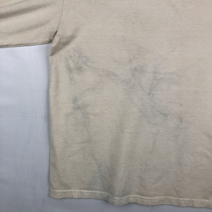 STRANGER THINGS Fire Pattern Long-Sleeve T-Shirt (Men's Size M) - Movie cotton Beige type Vintage Second Hand