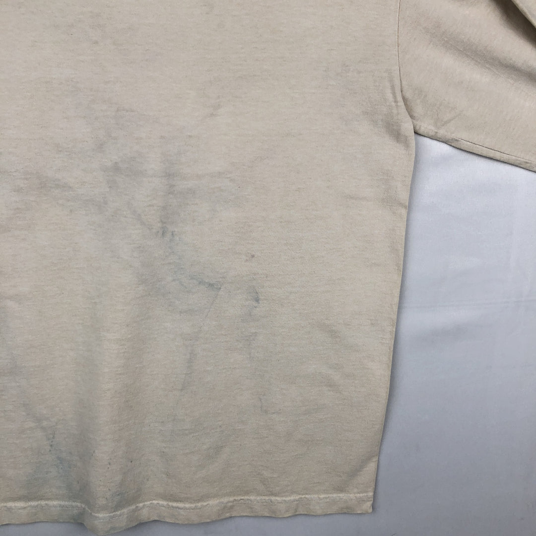 STRANGER THINGS Fire Pattern Long-Sleeve T-Shirt (Men's Size M) - Movie cotton Beige type Vintage Second Hand