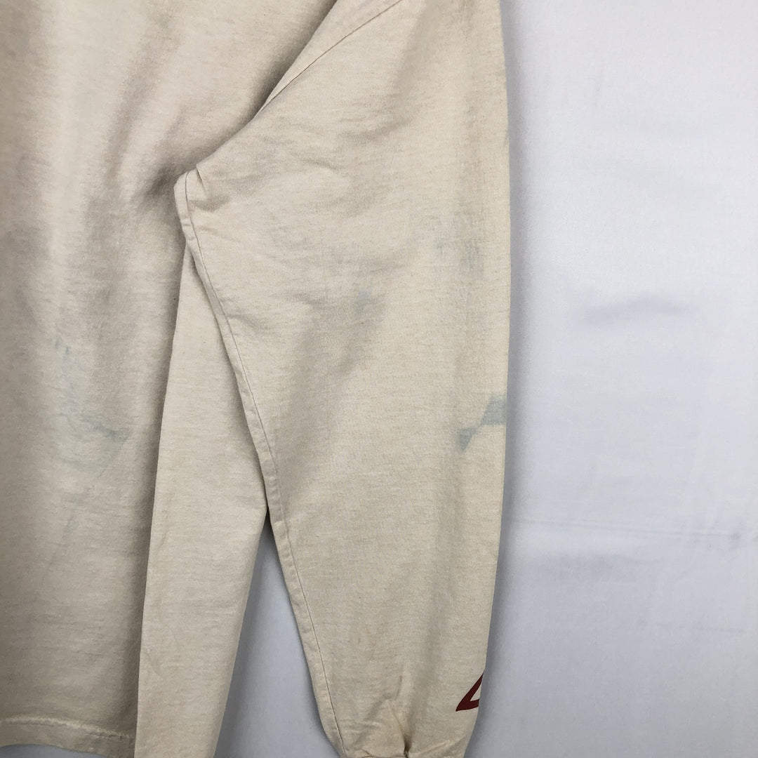 STRANGER THINGS Fire Pattern Long-Sleeve T-Shirt (Men's Size M) - Movie cotton Beige type Vintage Second Hand