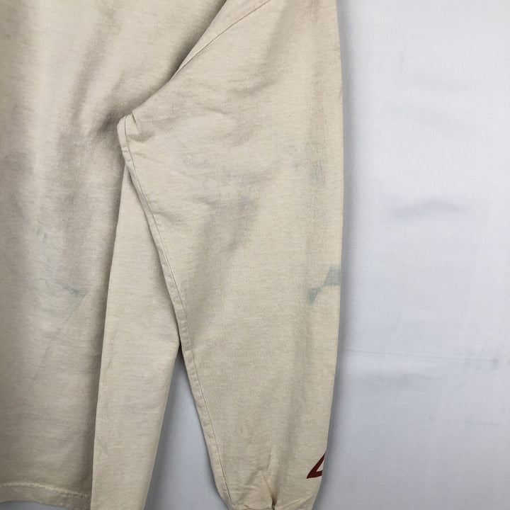 STRANGER THINGS Fire Pattern Long-Sleeve T-Shirt (Men's Size M) - Movie cotton Beige type Vintage Second Hand