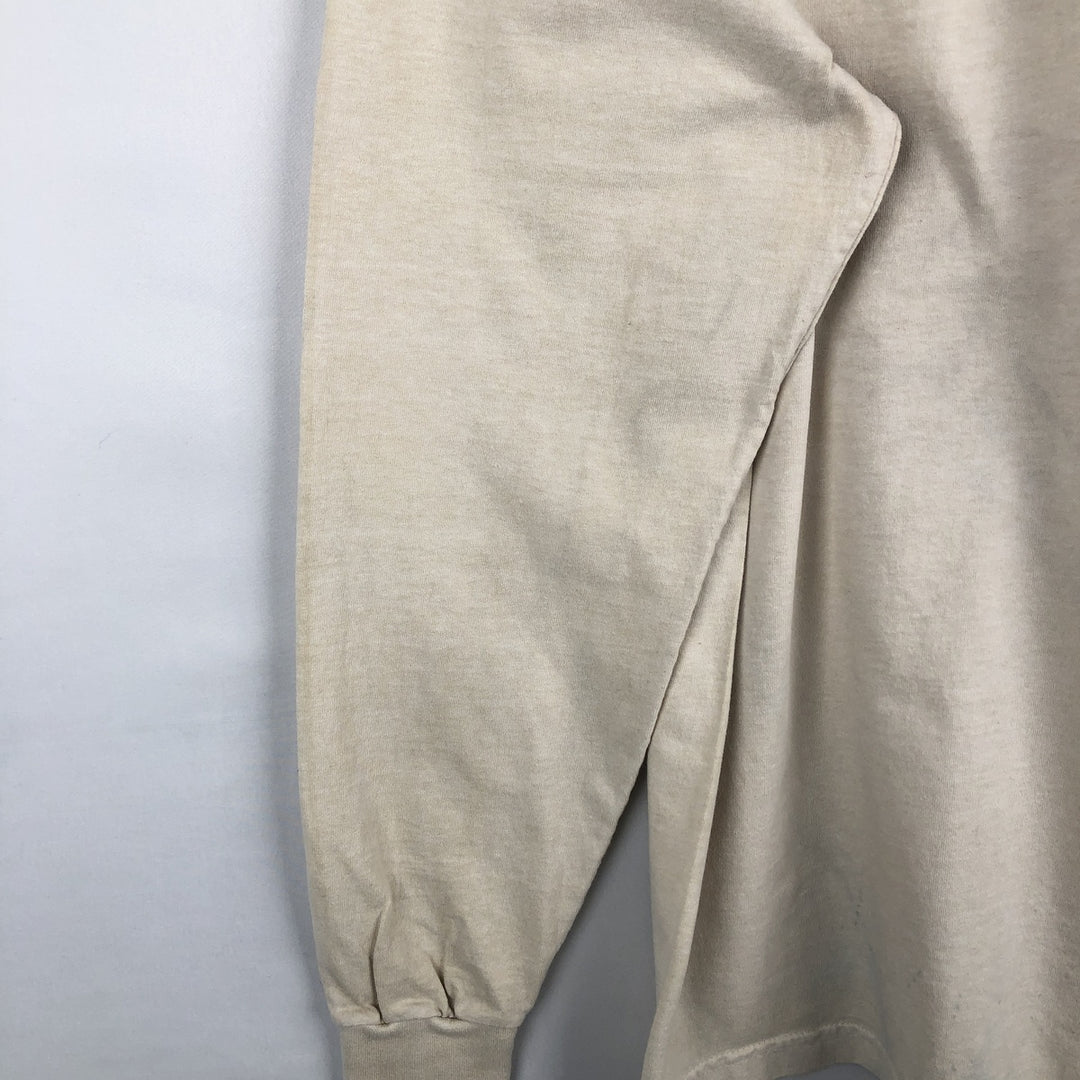 STRANGER THINGS Fire Pattern Long-Sleeve T-Shirt (Men's Size M) - Movie cotton Beige type Vintage Second Hand