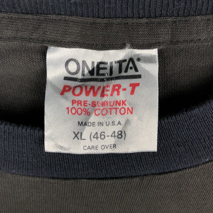90'S Oneita POWER-T Long Sleeve T-Shirt, Made in USA, Men's Size XL, Vintage cotton Charcoal Vintage Second Hand