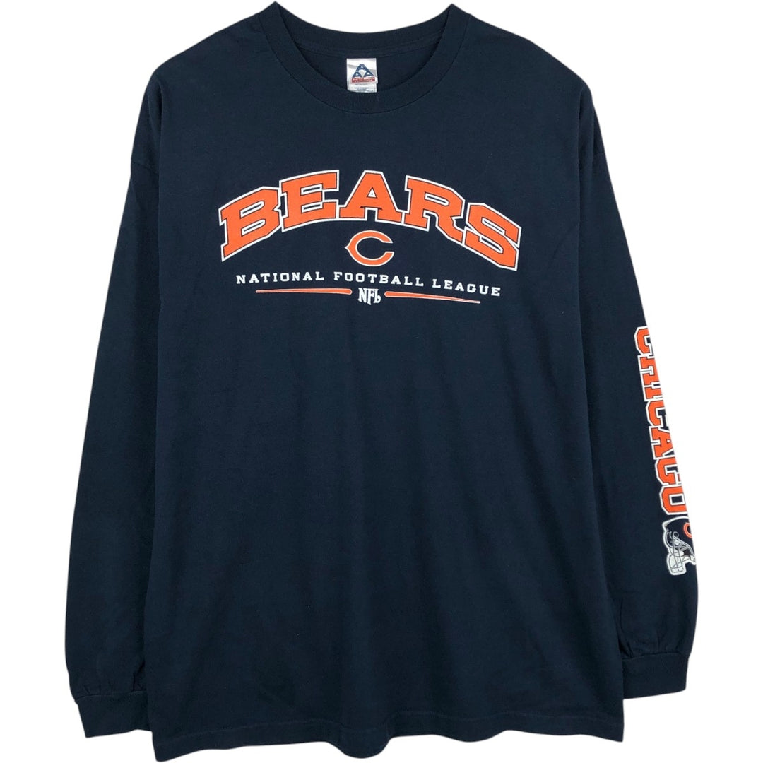 2000'S ALSTYLE NFL CHICAGO BEARS Long-Sleeve T-Shirt (Men's XXL equivalent) cotton navy blue type Vintage Second Hand