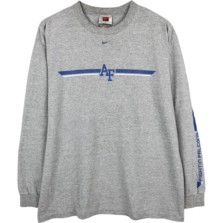 2000'S Nike Team College Long-Sleeve T-Shirt (Men's Size L) cotton gray type Vintage Second Hand