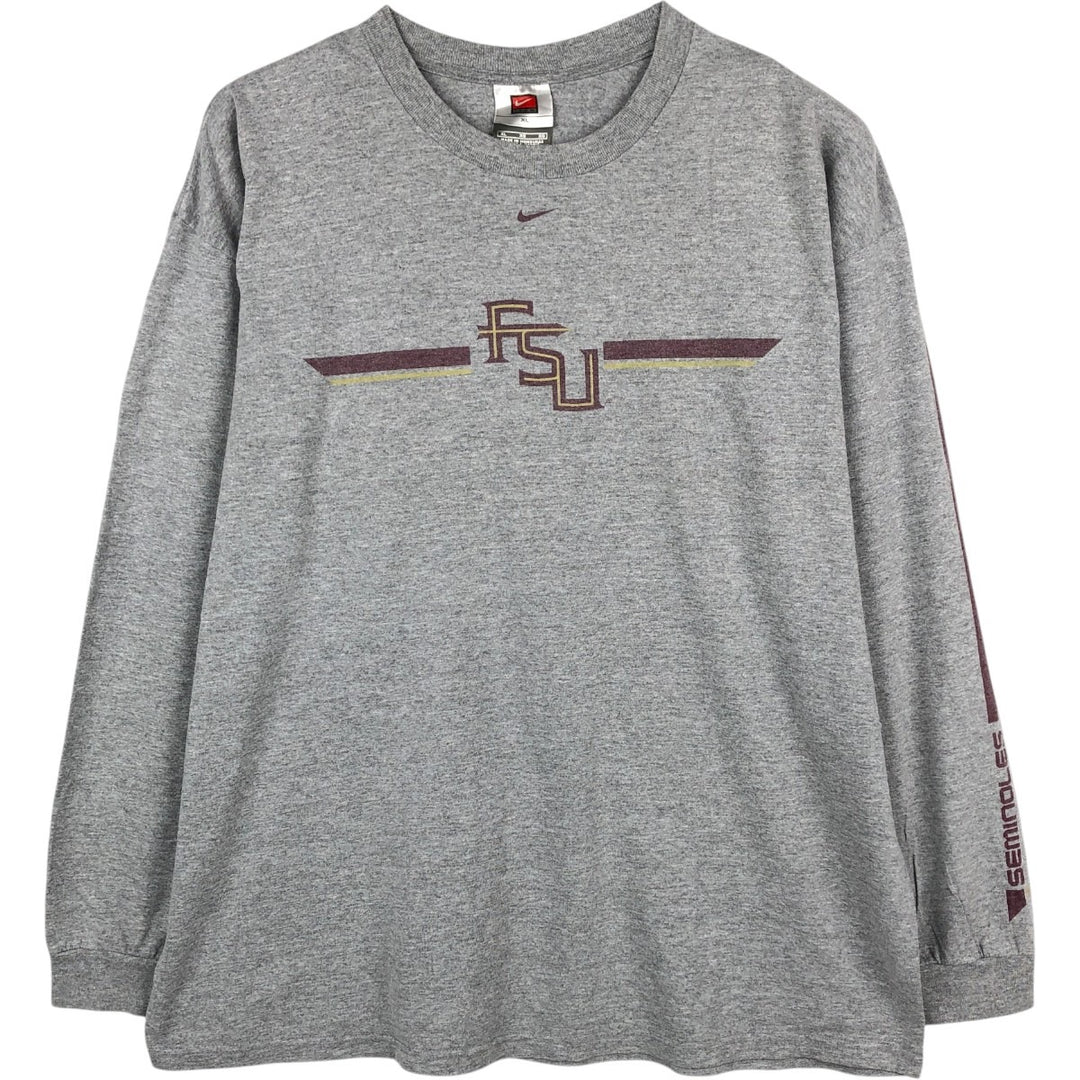2000'S Nike Team College Long-Sleeve T-Shirt (Men's XL equivalent) cotton gray type Vintage Second Hand