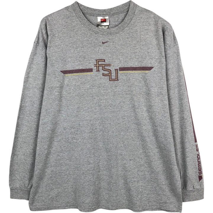 2000'S Nike Team College Long-Sleeve T-Shirt (Men's XL equivalent) cotton gray type Vintage Second Hand