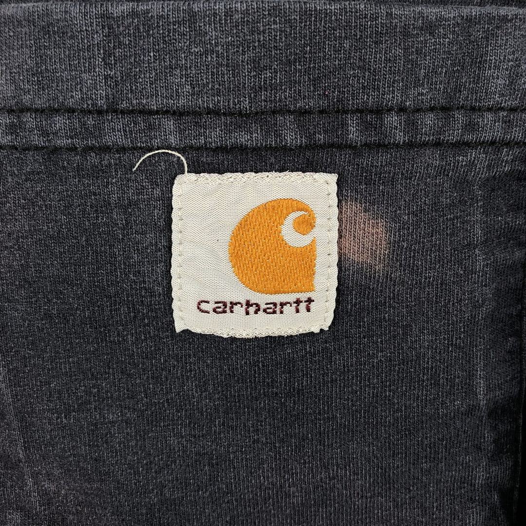 Carhartt plain pocket long-sleeved T-shirt, men's size S. cotton navy blue type Vintage Second Hand