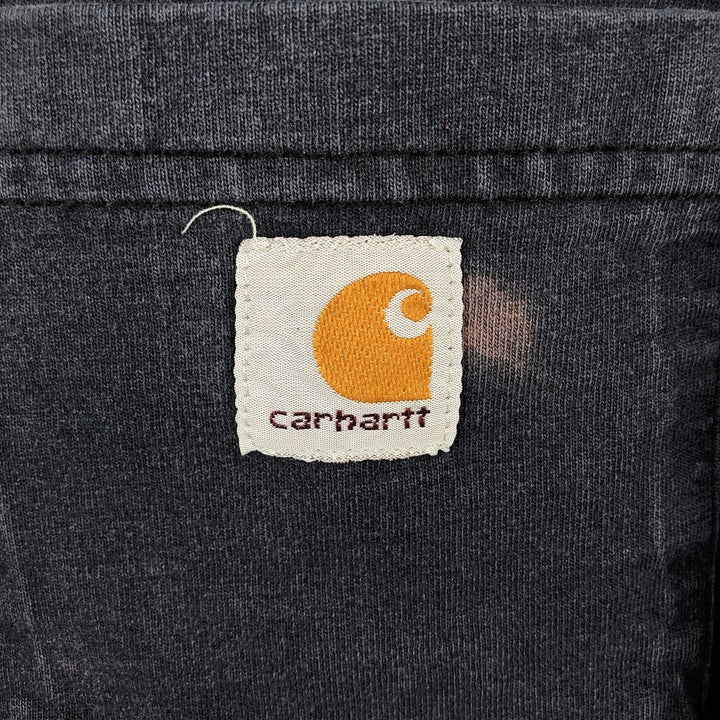 Carhartt plain pocket long-sleeved T-shirt, men's size S. cotton navy blue type Vintage Second Hand