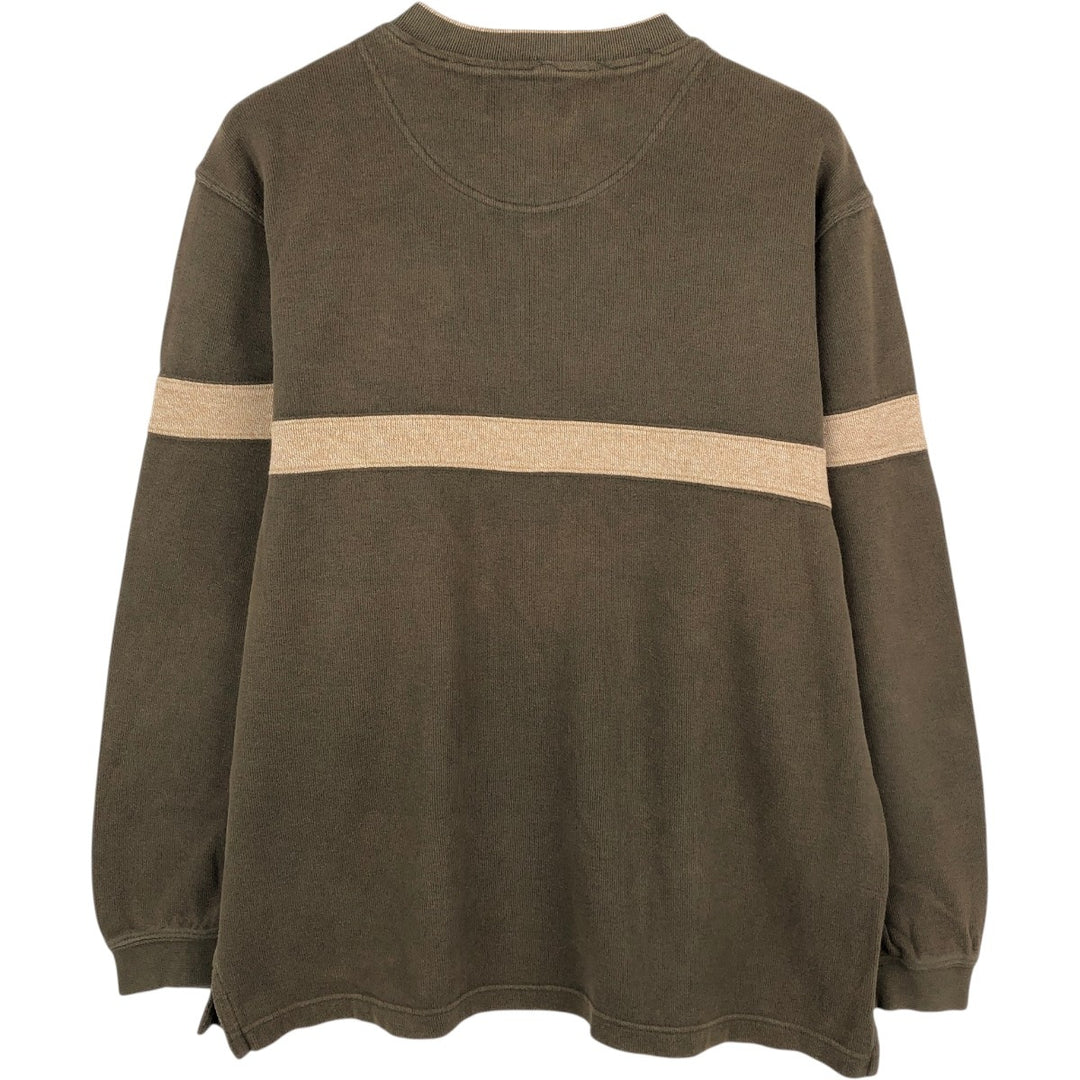 Eddie Bauer V-neck Long-Sleeve T-Shirt (Men's Size S) cotton Khaki type brown Vintage Second Hand