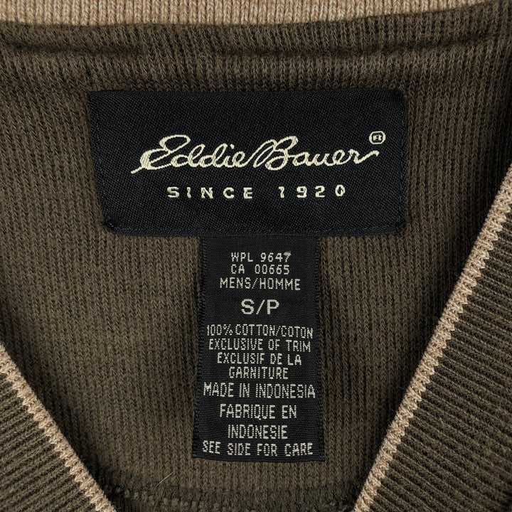 Eddie Bauer V-neck Long-Sleeve T-Shirt (Men's Size S) cotton Khaki type brown Vintage Second Hand