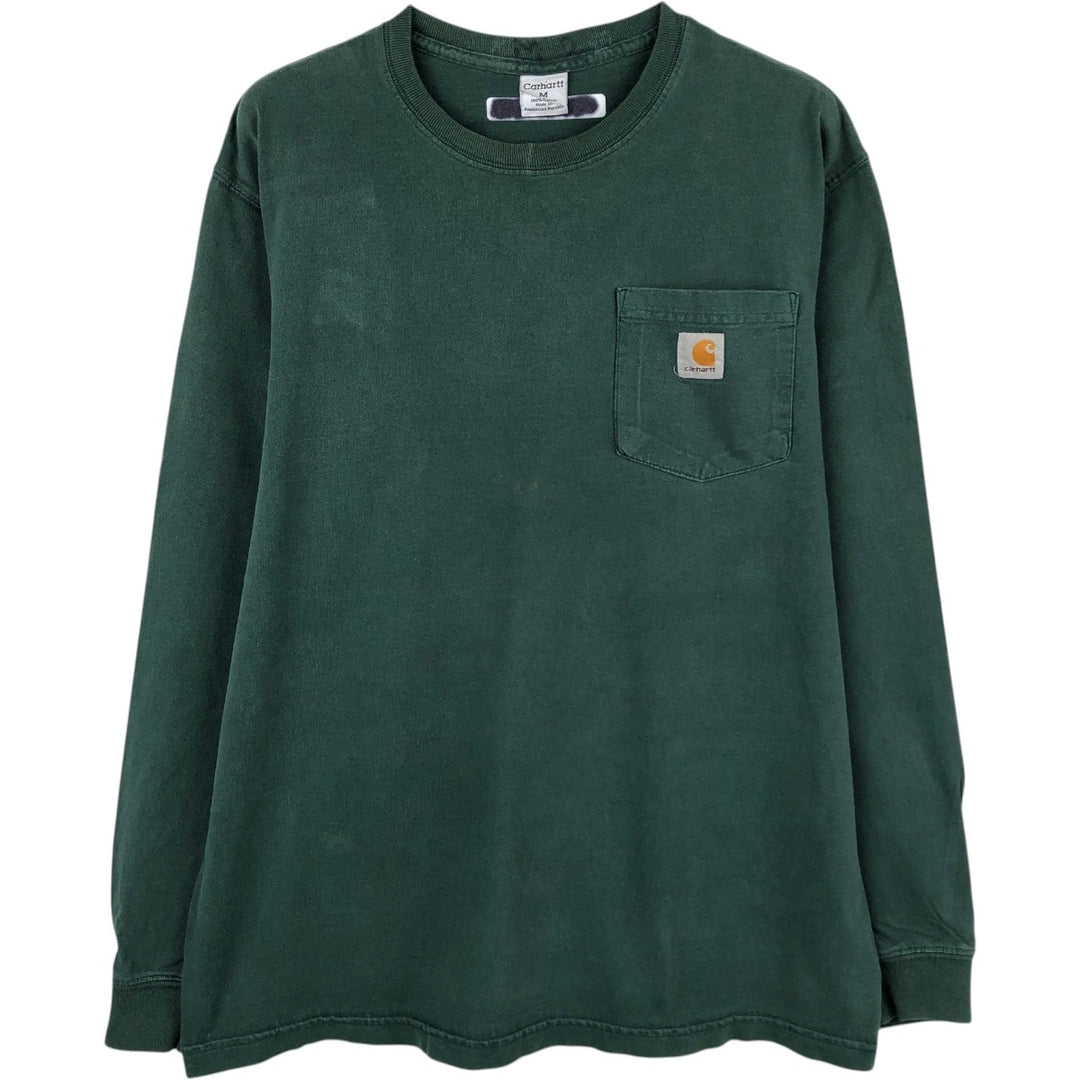 Carhartt Solid Pocket Long T-Shirt, Men's Size Medium cotton green type Vintage Second Hand