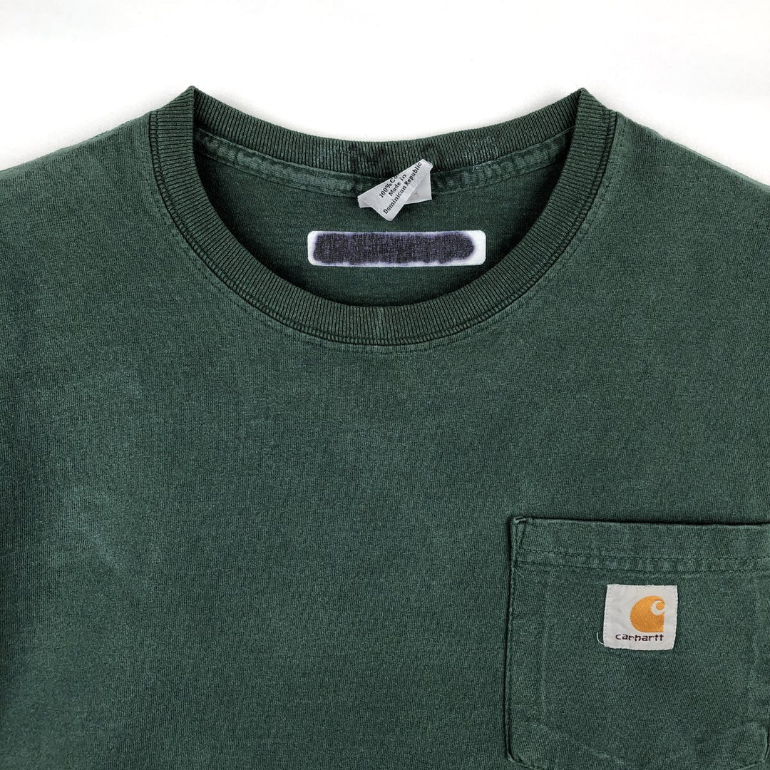 Carhartt Solid Pocket Long T-Shirt, Men's Size Medium cotton green type Vintage Second Hand