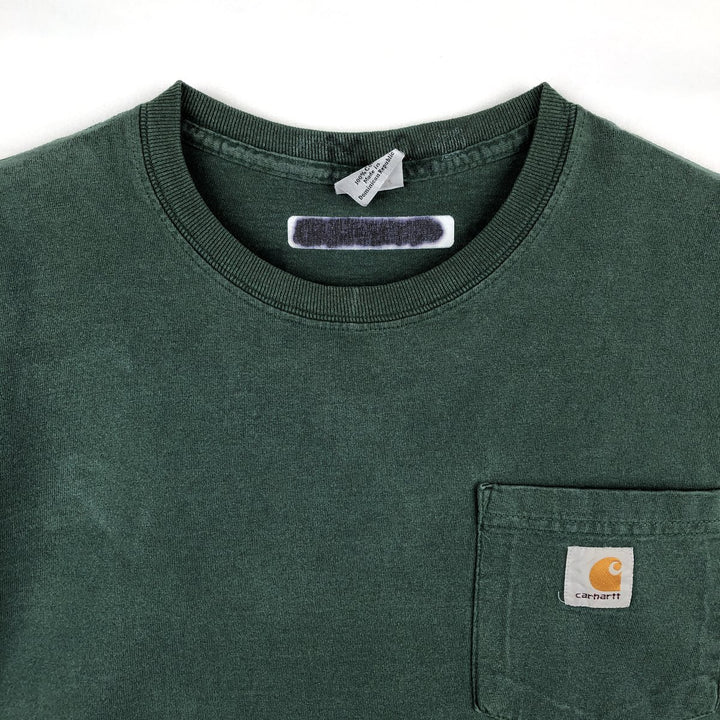 Carhartt Solid Pocket Long T-Shirt, Men's Size Medium cotton green type Vintage Second Hand