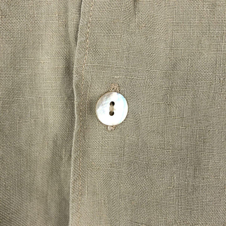 Altona Open Collar Long Sleeve Linen Shirt, Men's Size L (approx.) unclear Khaki type beige Vintage Second Hand