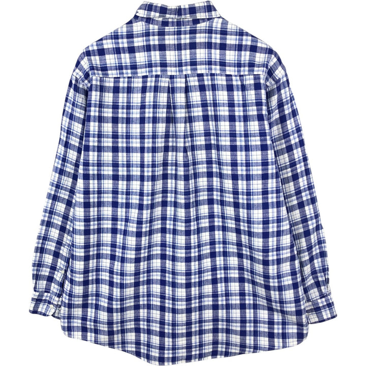 Brooks Brothers Est.1818 Sport Shirt, Long Sleeve Linen x Cotton Button-Down Shirt, Men's Size L (approx.) linen Navy blue Vintage Second Hand