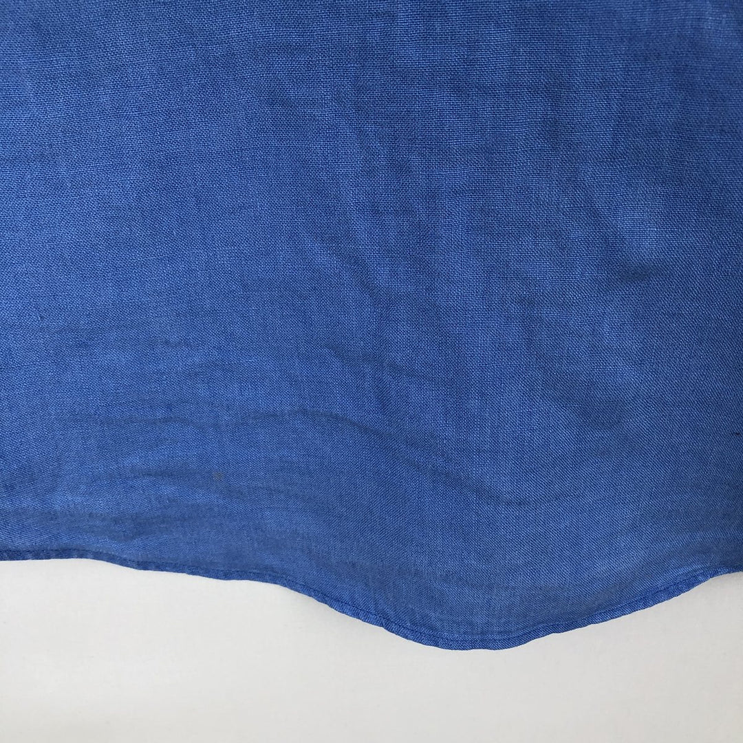 Ralph Lauren POLO by Ralph Lauren ESTATE CUSTOM FIT Wide Collar Long Sleeve Linen Shirt Cleric Shirt Men's Size L (approx.) linen blue type Vintage Second Hand