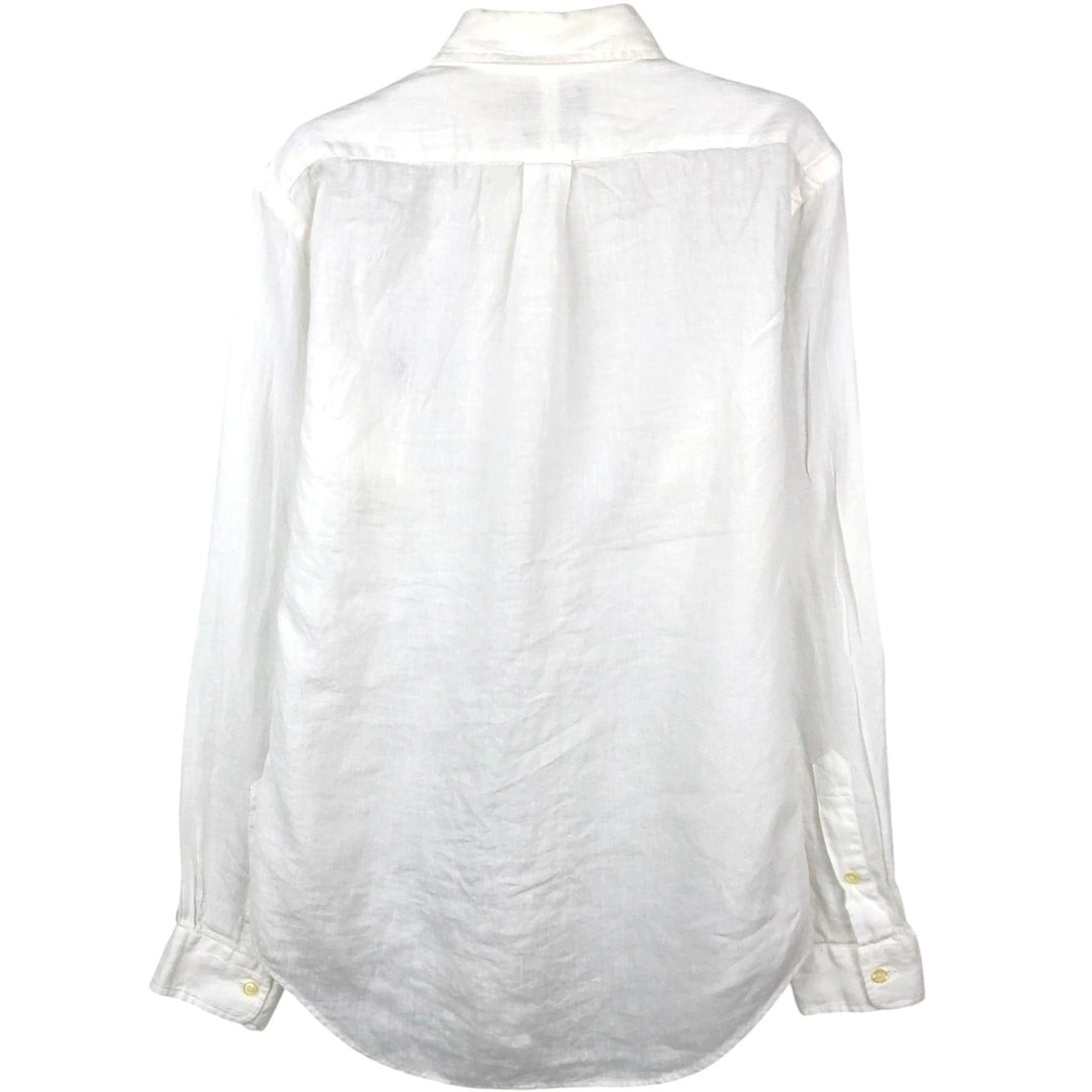 Ralph Lauren POLO RALPH LAUREN CUSTOM FIT Long-Sleeve Linen Button-Down Shirt, Men's Size S (approx.) unclear white type Vintage Second Hand