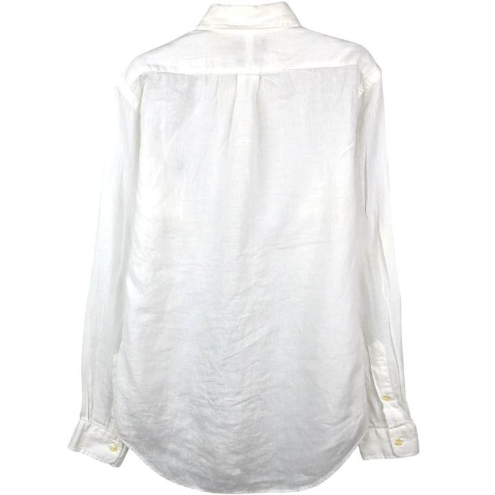Ralph Lauren POLO RALPH LAUREN CUSTOM FIT Long-Sleeve Linen Button-Down Shirt, Men's Size S (approx.) unclear white type Vintage Second Hand