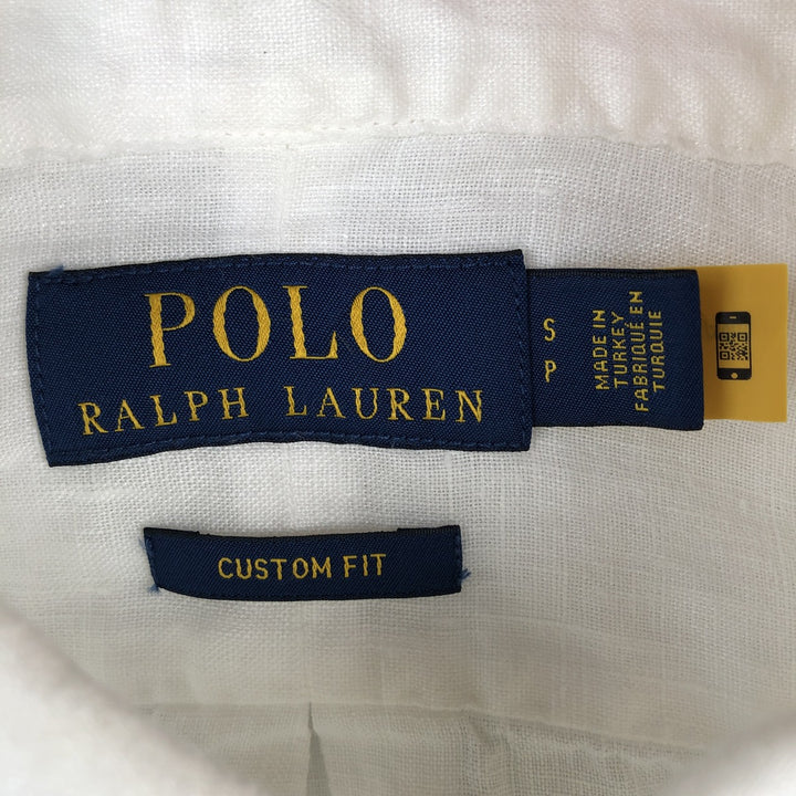 Ralph Lauren POLO RALPH LAUREN CUSTOM FIT Long-Sleeve Linen Button-Down Shirt, Men's Size S (approx.) unclear white type Vintage Second Hand