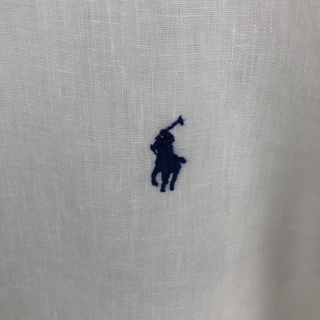 Ralph Lauren POLO RALPH LAUREN CUSTOM FIT Long-Sleeve Linen Button-Down Shirt, Men's Size S (approx.) unclear white type Vintage Second Hand