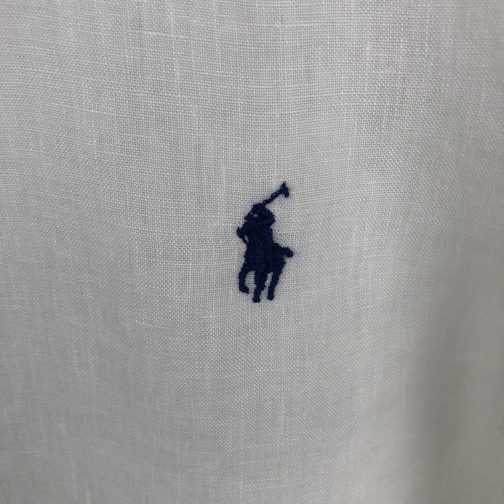 Ralph Lauren POLO RALPH LAUREN CUSTOM FIT Long-Sleeve Linen Button-Down Shirt, Men's Size S (approx.) unclear white type Vintage Second Hand