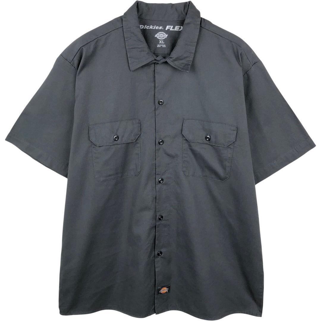 Dickies FLEX Short-Sleeve Work Shirt, Boxy Shirt, Men's Size XL polyester Charcoal Vintage Second Hand