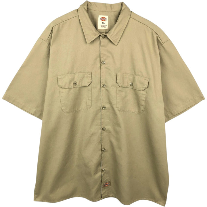 Dickies Short Sleeve Work Shirt Box Shirt Men's XL polyester Beige type Vintage Second Hand