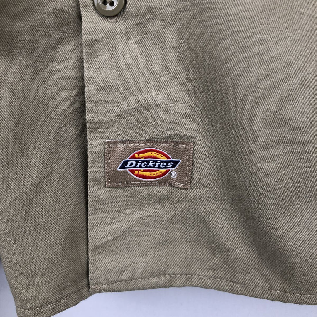Dickies Short Sleeve Work Shirt Box Shirt Men's XL polyester Beige type Vintage Second Hand