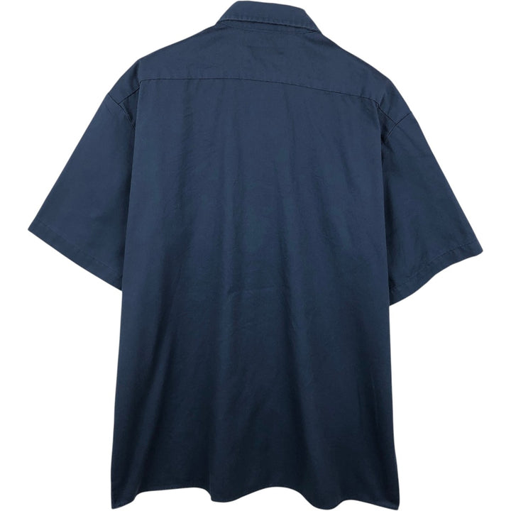 Dickies Short Sleeve Work Shirt Box Shirt Men's XL polyester navy blue type Vintage Second Hand
