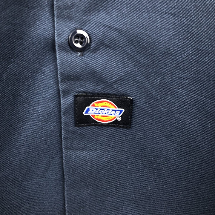 Dickies Short Sleeve Work Shirt Box Shirt Men's XL polyester navy blue type Vintage Second Hand