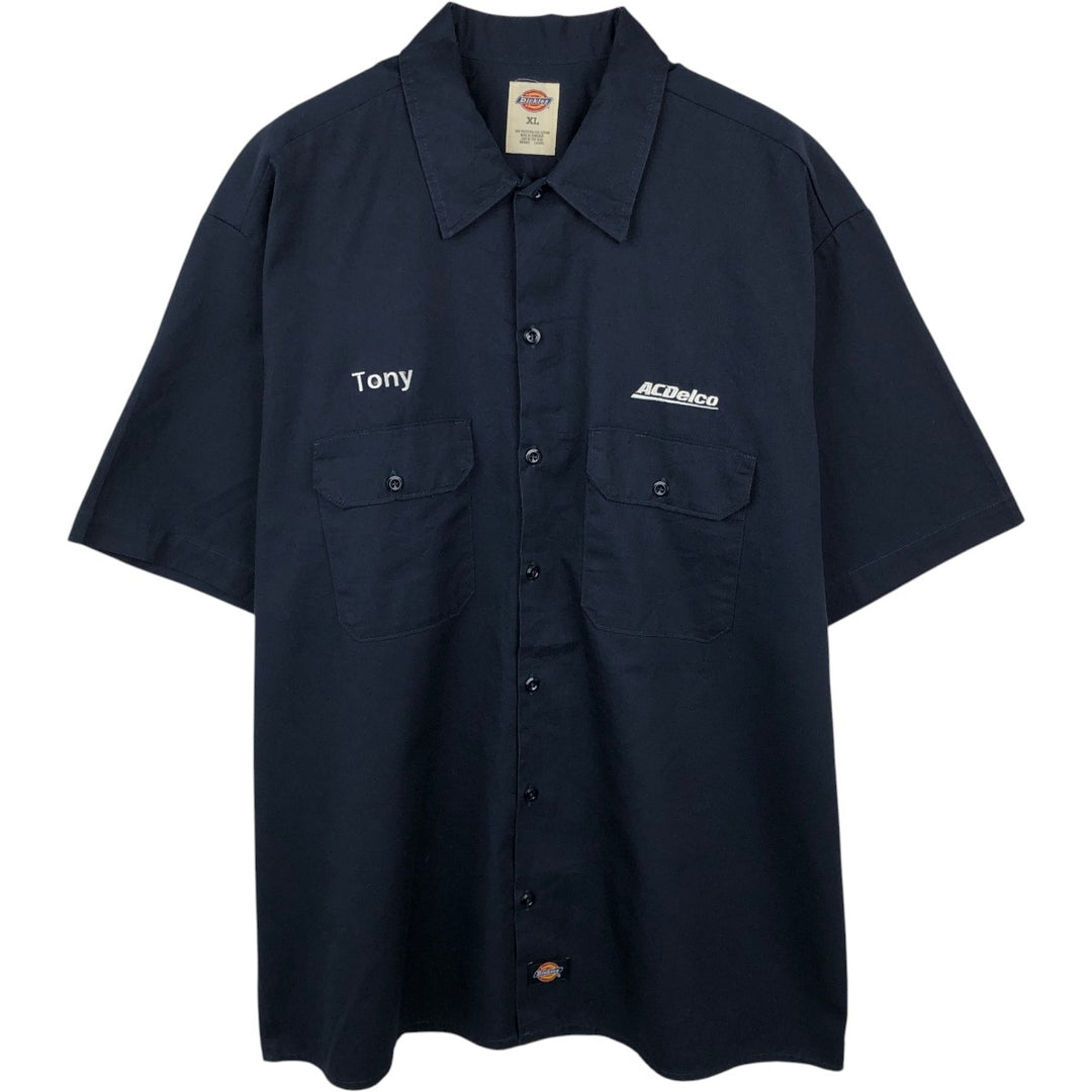 Dickies ACDelco Short-Sleeve Work Shirt, Boxy Shirt, Men's Size XL (approx.) polyester navy blue type Vintage Second Hand