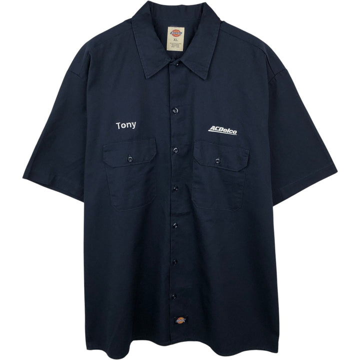 Dickies ACDelco Short-Sleeve Work Shirt, Boxy Shirt, Men's Size XL (approx.) polyester navy blue type Vintage Second Hand
