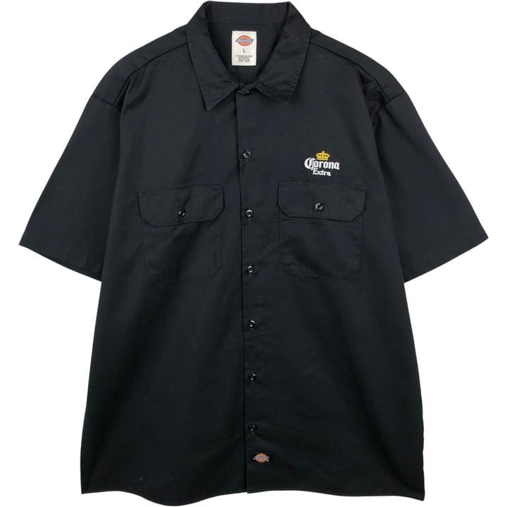 Dickies Corona Extra Short-Sleeve Work Shirt, Boxy Shirt, Men's Size L (approx.) polyester black type Vintage Second Hand