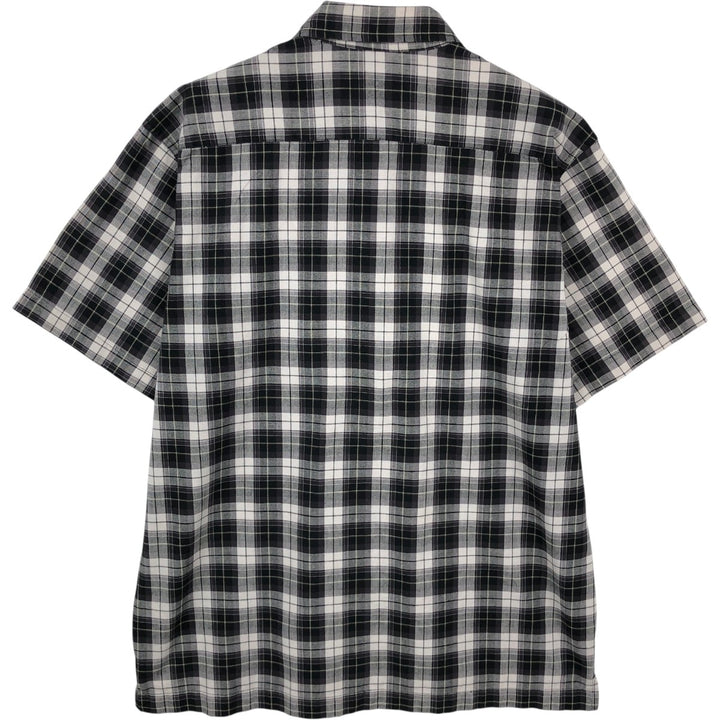 Dickies Check Pattern Short Sleeve Work Shirt Box Shirt Men's L size cotton black type Vintage Second Hand