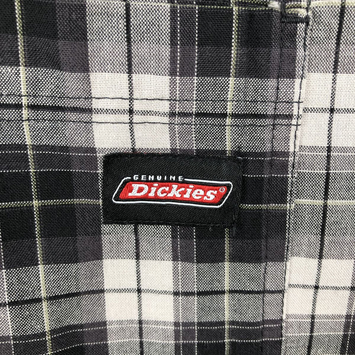 Dickies Check Pattern Short Sleeve Work Shirt Box Shirt Men's L size cotton black type Vintage Second Hand