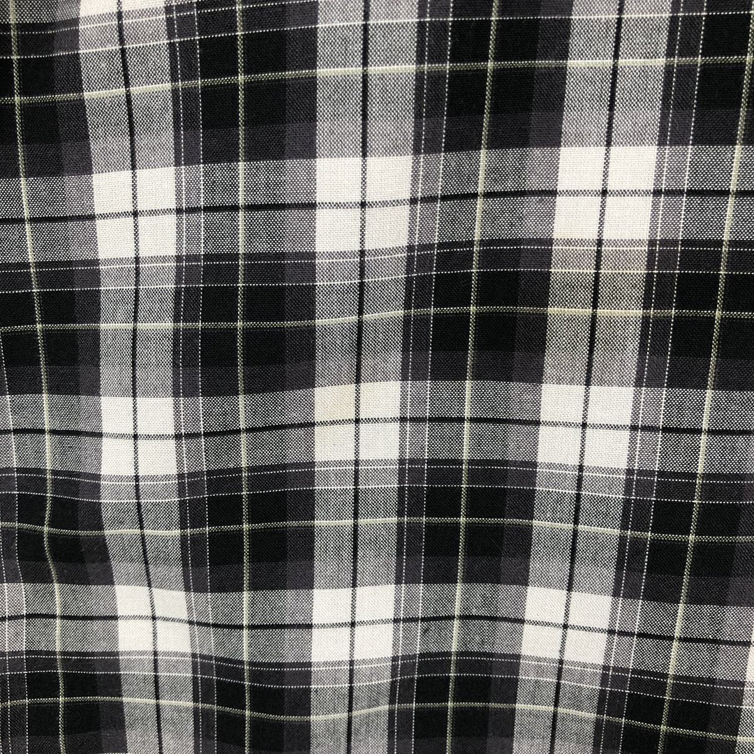 Dickies Check Pattern Short Sleeve Work Shirt Box Shirt Men's L size cotton black type Vintage Second Hand