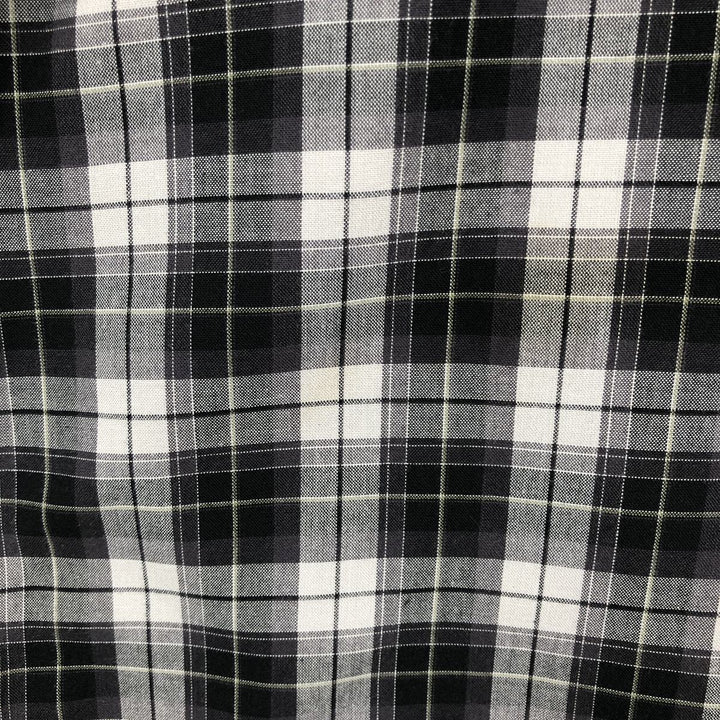 Dickies Check Pattern Short Sleeve Work Shirt Box Shirt Men's L size cotton black type Vintage Second Hand