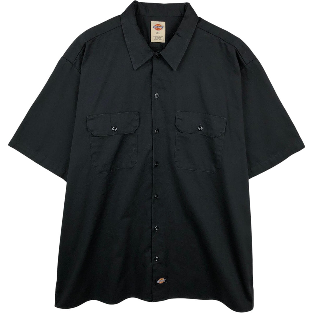 Dickies Short Sleeve Work Shirt Box Shirt Men's XL polyester black type Vintage Second Hand