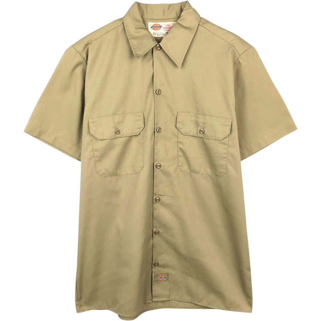 Dickies Short Sleeve Work Shirt Box Shirt Men's M Size polyester Beige type Vintage Second Hand