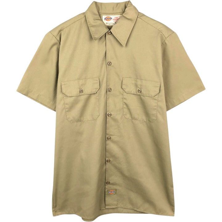 Dickies Short Sleeve Work Shirt Box Shirt Men's M Size polyester Beige type Vintage Second Hand