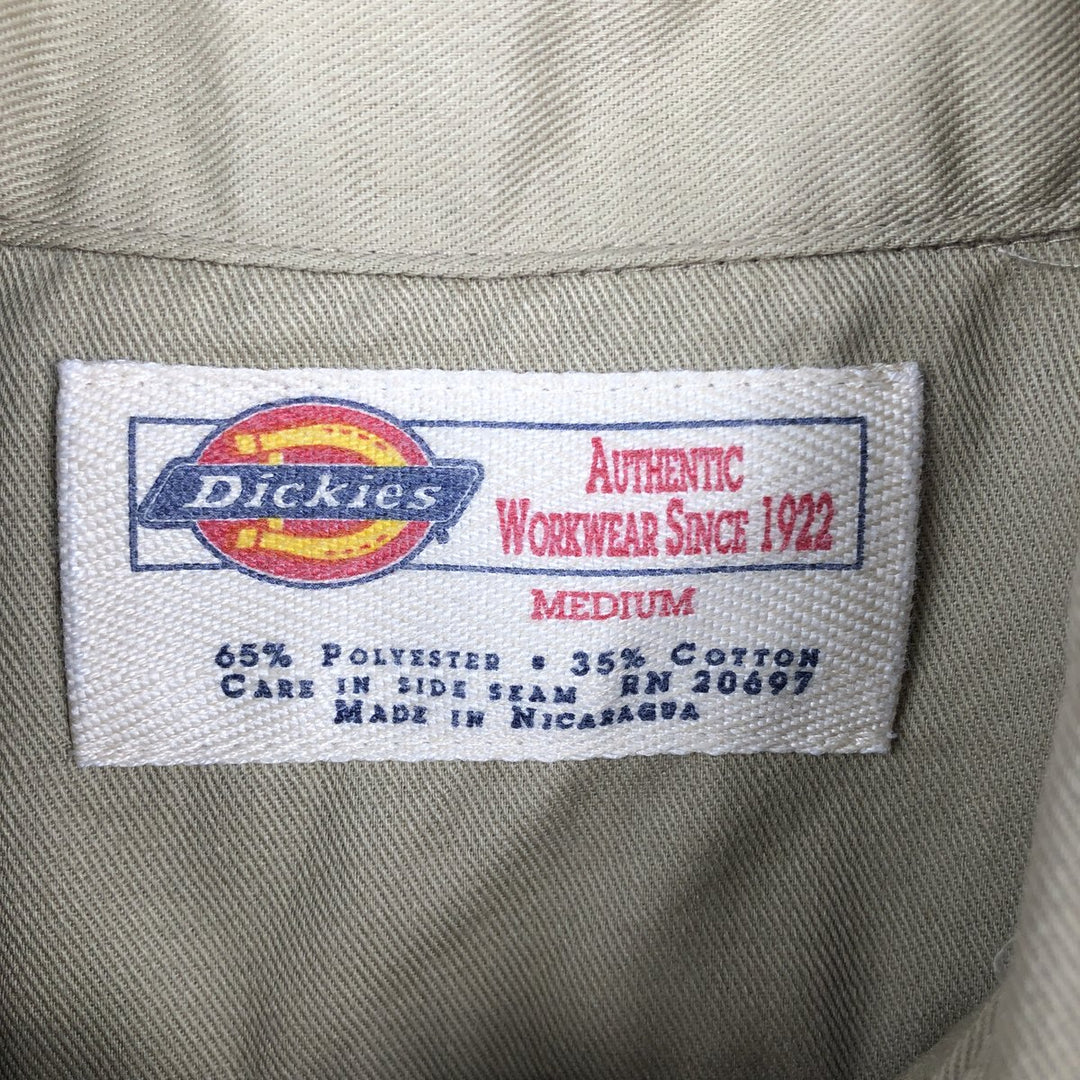 Dickies Short Sleeve Work Shirt Box Shirt Men's M Size polyester Beige type Vintage Second Hand