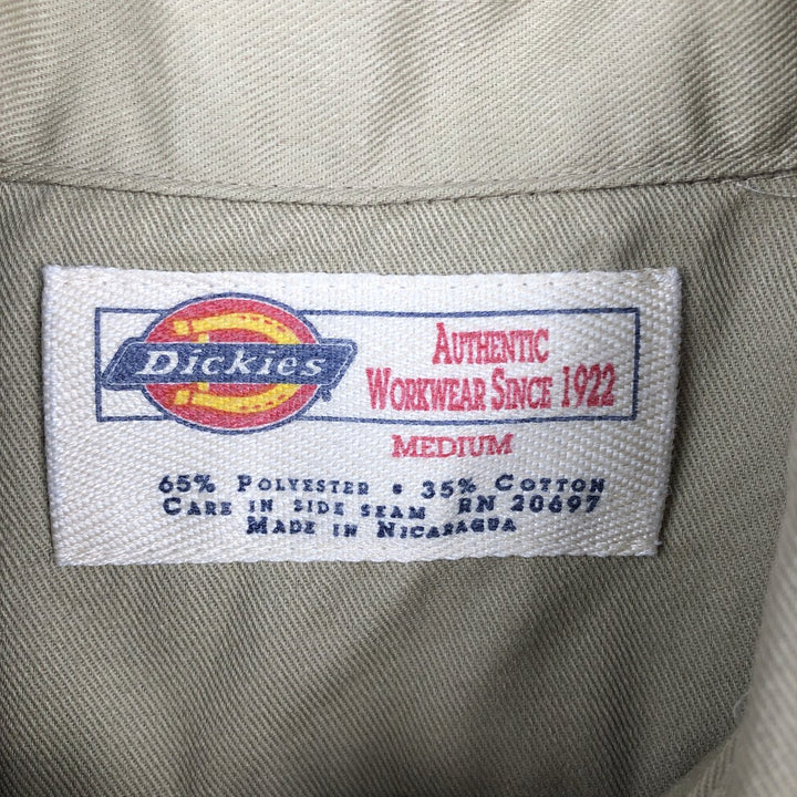 Dickies Short Sleeve Work Shirt Box Shirt Men's M Size polyester Beige type Vintage Second Hand