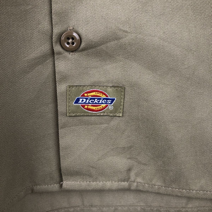 Dickies Short Sleeve Work Shirt Box Shirt Men's M Size polyester Beige type Vintage Second Hand