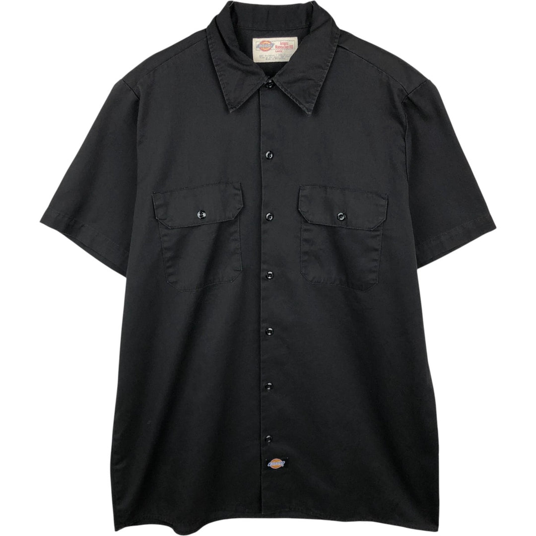 Dickies Short Sleeve Work Shirt Box Shirt Men's L Size polyester black type Vintage Second Hand