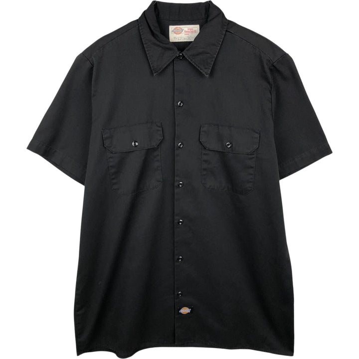 Dickies Short Sleeve Work Shirt Box Shirt Men's L Size polyester black type Vintage Second Hand